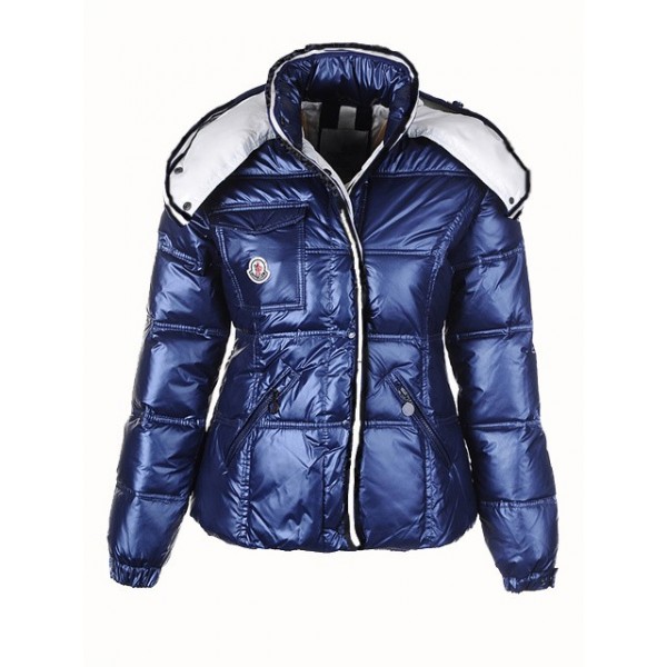 Moncler Blu Mock Collar and slash corto Casual Cappotti uscita